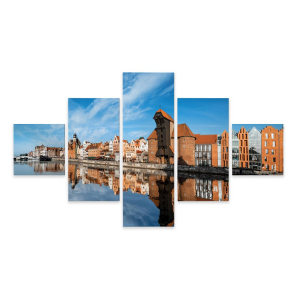 Obraz Wieloczęściowy Panorama Gdańska Z Widokiem Na Rzekę