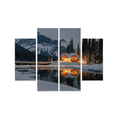 Obraz Wieloczęściowy Emerald Lake W Kanadzie Zimą