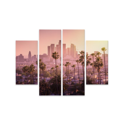 Obraz Wieloczęściowy Centrum Los Angeles O Zachodzie Słońca