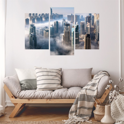 Obraz Wieloczęściowy Panorama Miasta Dubaj We Mgle