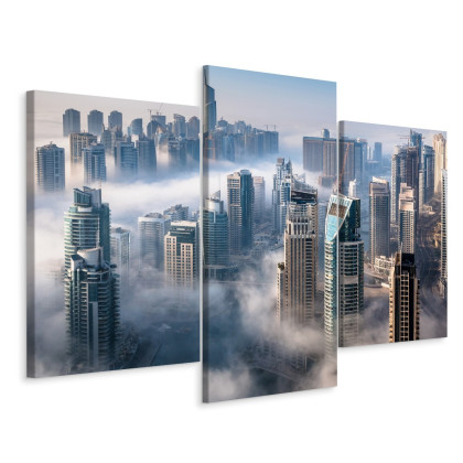 Obraz Wieloczęściowy Panorama Miasta Dubaj We Mgle