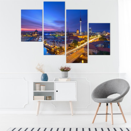 Obraz Wieloczęściowy Panorama Berlina O Zachodzie Słońca