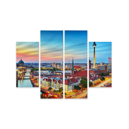Obraz Wieloczęściowy Kolorowe Niebo I Panorama Berlina