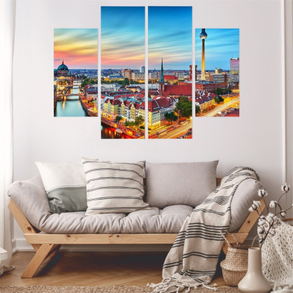 Obraz Wieloczęściowy Kolorowe Niebo I Panorama Berlina