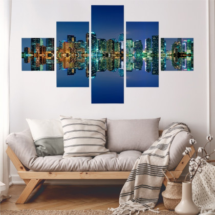 Obraz Wieloczęściowy Panorama Miami Nocą