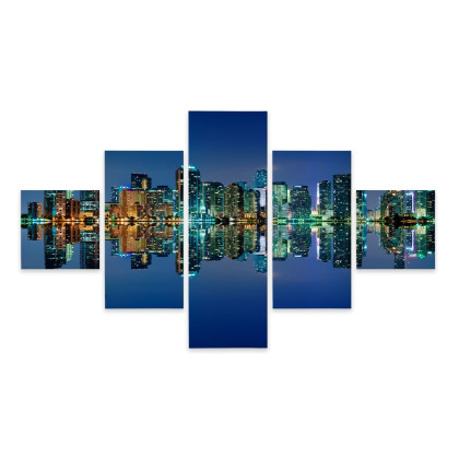 Obraz Wieloczęściowy Panorama Miami Nocą