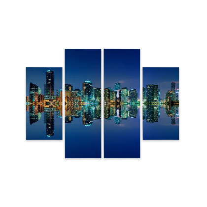 Obraz Wieloczęściowy Panorama Miami Nocą