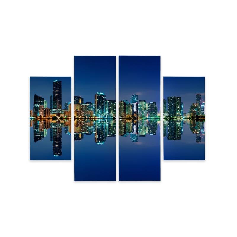Obraz Wieloczęściowy Panorama Miami Nocą