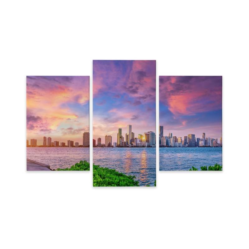 Obraz Wieloczęściowy Panorama Miami Podczas Zachodu Słońca