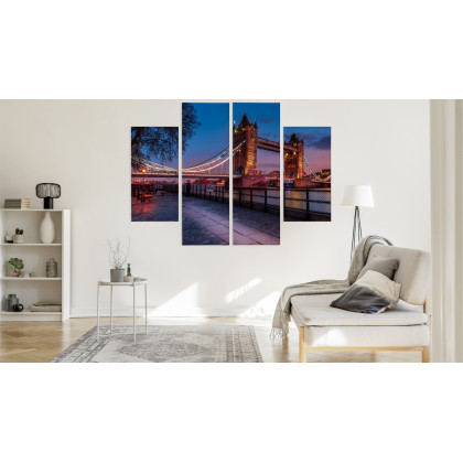 Obraz Wieloczęściowy Tower Bridge W Londynie O Zachodzie Słońca