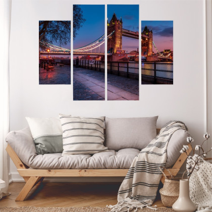 Obraz Wieloczęściowy Tower Bridge W Londynie O Zachodzie Słońca