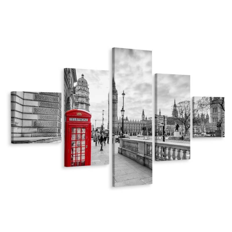 Obraz Wieloczęściowy Czerwona Budka Telefoniczna W Londynie 3D