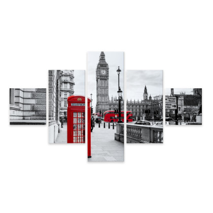Obraz Wieloczęściowy Londyńska Budka Telefoniczna I Big Ben