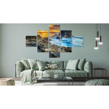 Obraz Wieloczęściowy Zachód Słońca Nad Brzegiem Morza