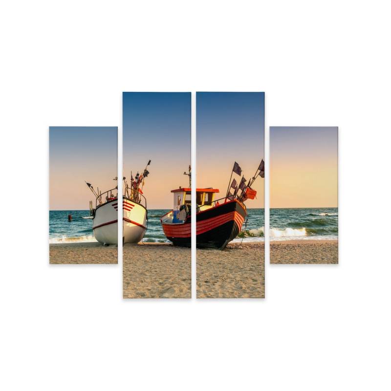 Obraz Wieloczęściowy Łodzie Rybackie Na Plaży