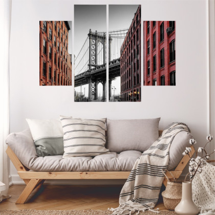 Obraz Wieloczęściowy Widok Na Most Manhattan Bridge Z Ulicy Washington Street