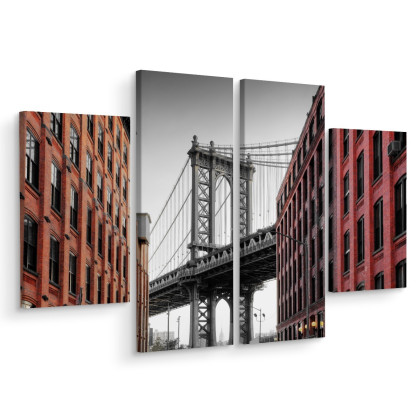 Obraz Wieloczęściowy Widok Na Most Manhattan Bridge Z Ulicy Washington Street