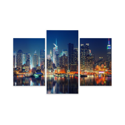 Obraz Wieloczęściowy Panoramiczny Widok Na Manhattan Nocą
