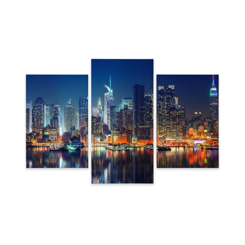 Obraz Wieloczęściowy Panoramiczny Widok Na Manhattan Nocą