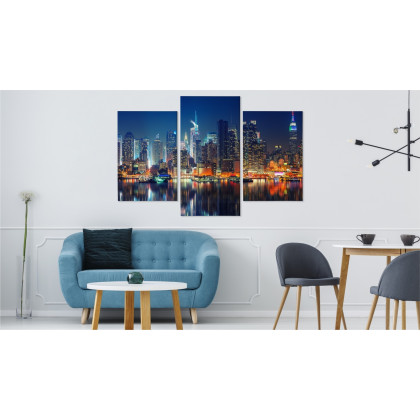 Obraz Wieloczęściowy Panoramiczny Widok Na Manhattan Nocą