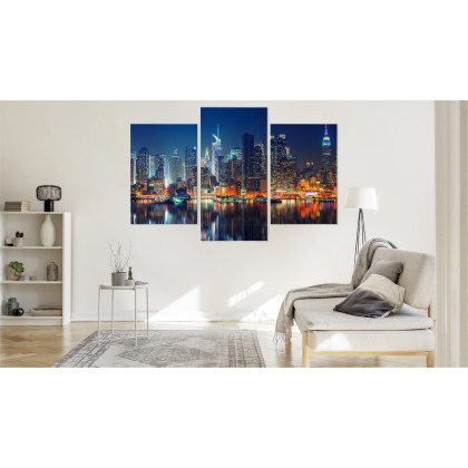 Obraz Wieloczęściowy Panoramiczny Widok Na Manhattan Nocą