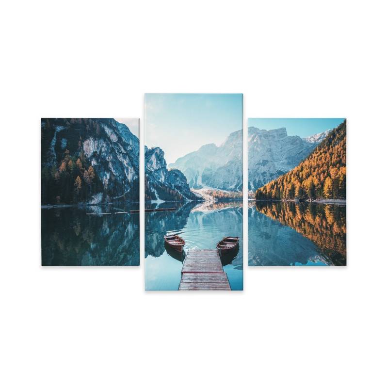 Obraz Wieloczęściowy Jezioro Braies We Włoskich Dolomitach 3D