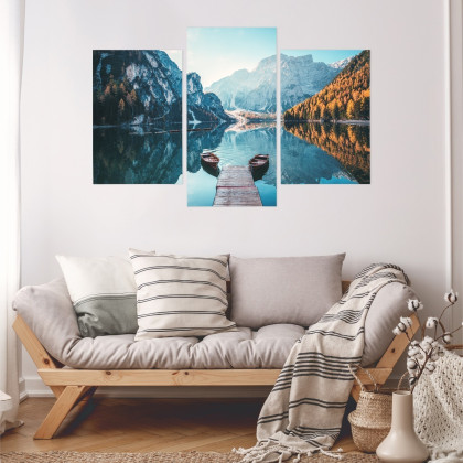 Obraz Wieloczęściowy Jezioro Braies We Włoskich Dolomitach 3D