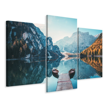 Obraz Wieloczęściowy Jezioro Braies We Włoskich Dolomitach 3D