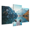 Obraz Wieloczęściowy Jezioro Braies We Włoskich Dolomitach 3D