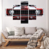 Obraz Wieloczęściowy Czerwony Muscle Car W Garażu