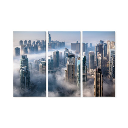 Obraz Wieloczęściowy Panorama Miasta Dubaj We Mgle