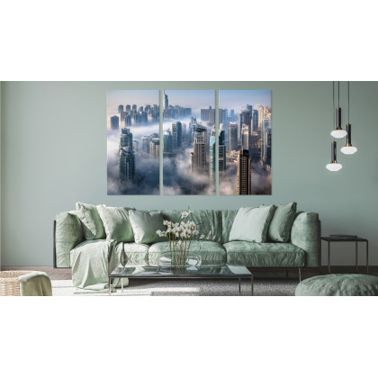 Obraz Wieloczęściowy Panorama Miasta Dubaj We Mgle