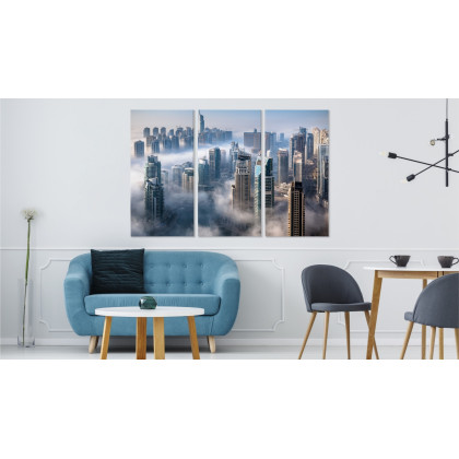 Obraz Wieloczęściowy Panorama Miasta Dubaj We Mgle