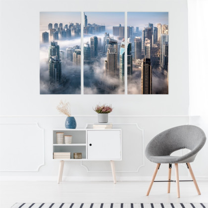 Obraz Wieloczęściowy Panorama Miasta Dubaj We Mgle