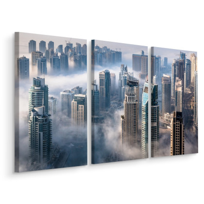 Obraz Wieloczęściowy Panorama Miasta Dubaj We Mgle