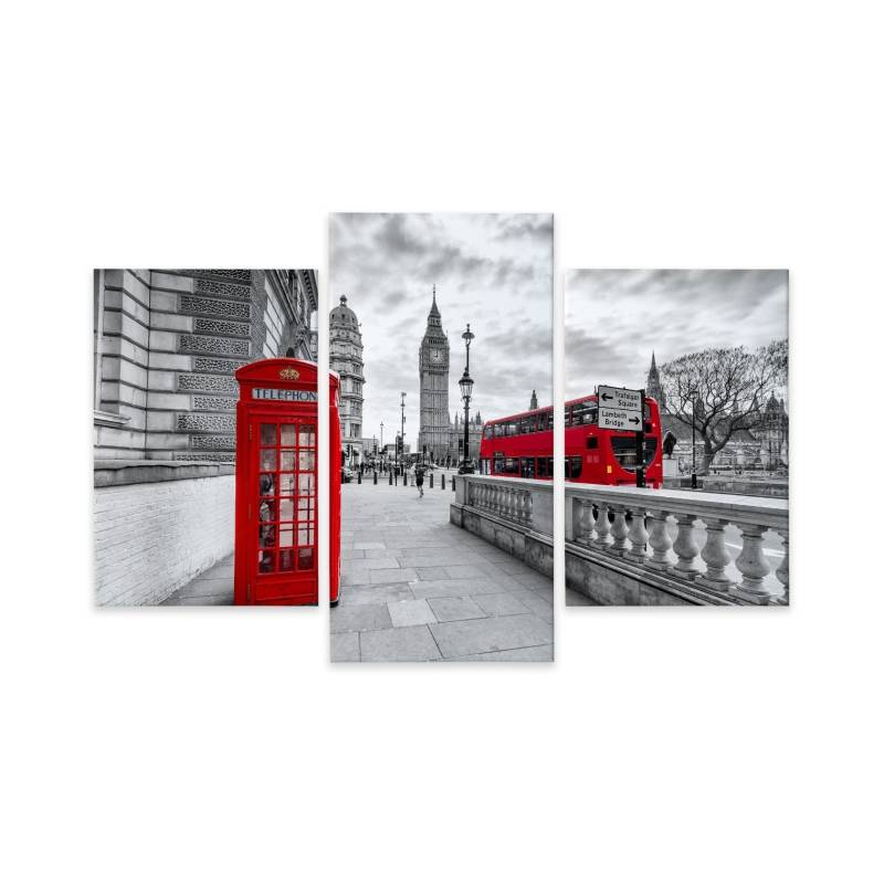 Obraz Wieloczęściowy Czerwona Budka Telefoniczna W Londynie I Big Ben