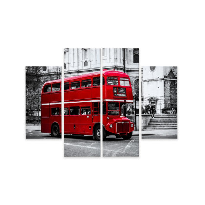 Obraz Wieloczęściowy Autobus Piętrowy W Londynie