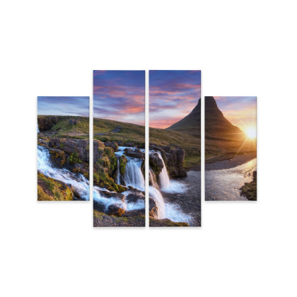 Obraz Wieloczęściowy Góra Kirkjufell Z Wodospadami
