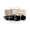 Obraz Wieloczęściowy Amerykański Muscle Car Z Flagą Usa W Tle