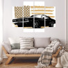 Obraz Wieloczęściowy Amerykański Muscle Car Z Flagą Usa W Tle