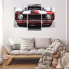 Obraz Wieloczęściowy Czerwony Muscle Car W Garażu