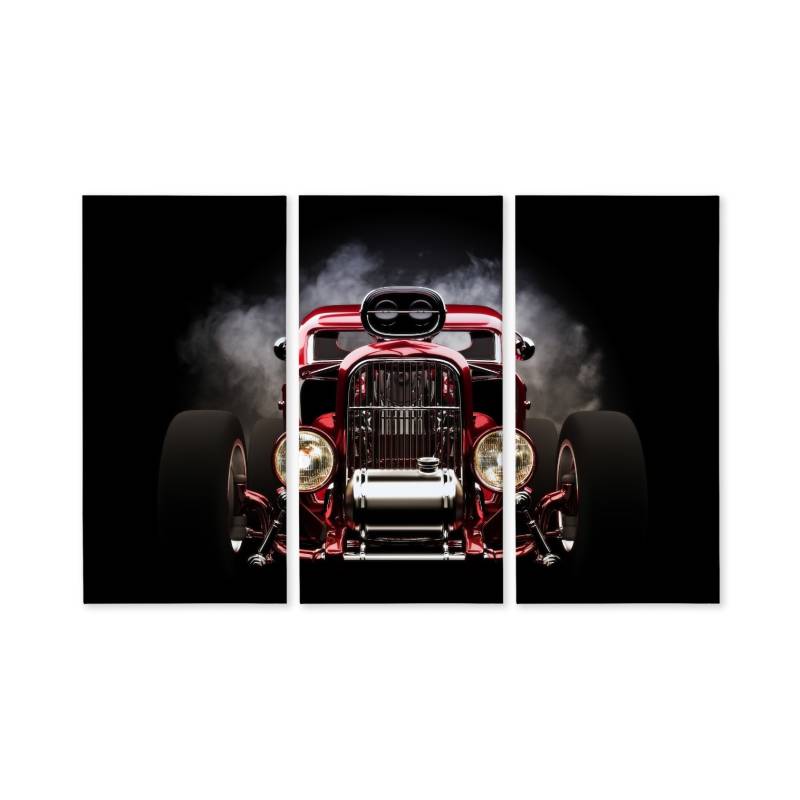 Obraz Wieloczęściowy Samochód Hot Rod Na Tle Dymu