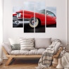 Obraz Wieloczęściowy Czerwony Samochód Z Lat 50.