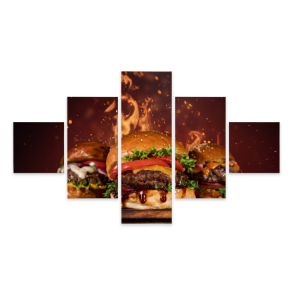 Obraz Wieloczęściowy Smaczne Hamburgery