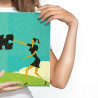 Obraz Na Płótnie Para Łącząca Puzzle W Stylu Vintage