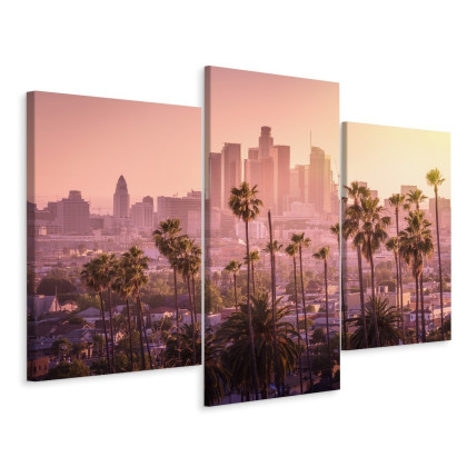 Obraz Wieloczęściowy Centrum Los Angeles O Zachodzie Słońca
