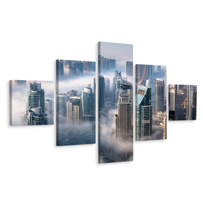 Obraz Wieloczęściowy Panorama Miasta Dubaj We Mgle