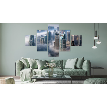 Obraz Wieloczęściowy Panorama Miasta Dubaj We Mgle
