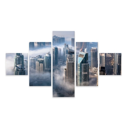 Obraz Wieloczęściowy Panorama Miasta Dubaj We Mgle