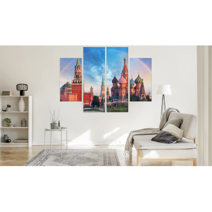 Obraz Wieloczęściowy Panorama Placu Czerwonego Z Kremlem I Soborem Wasyla Błogosławionego